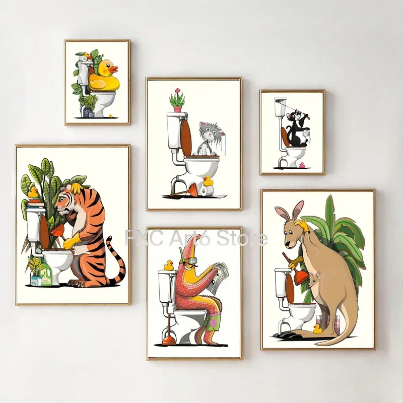 Home Decor Duck - 1PCS Frameless Fun Bathroom Animal Wall