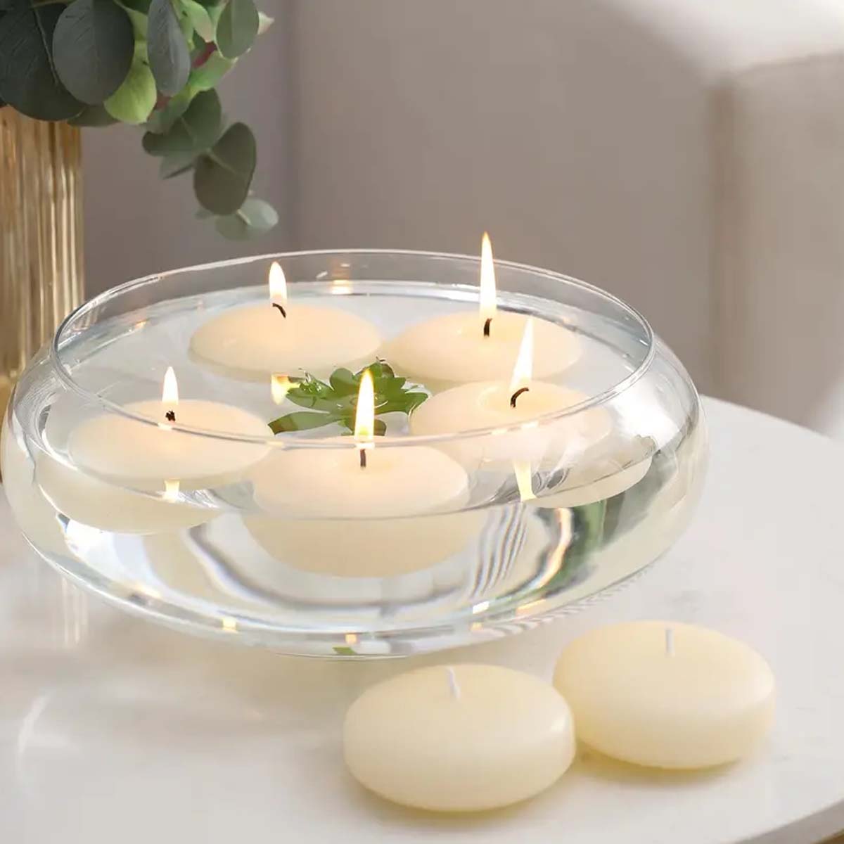 Home Decor Vase - 20pcs Ivory Floating Candles, Unscented Dripless,