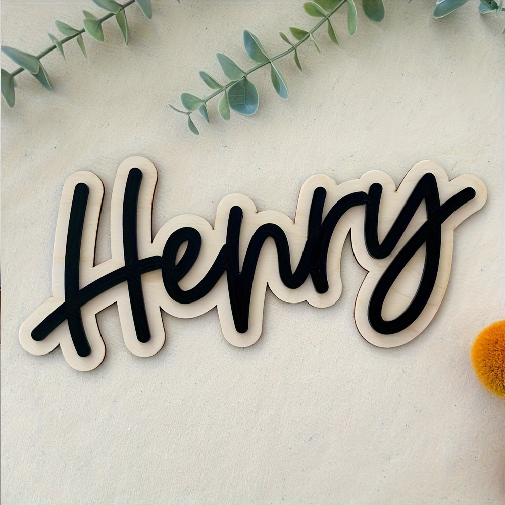Home Decor Wall Art - Personalized Double-Layered Wooden Name Plaque -
