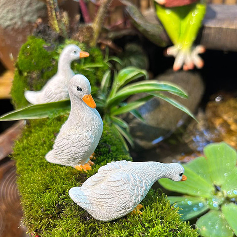 Home Decor Duck - 3pcs Cute White Duck Hydroponic Lotus