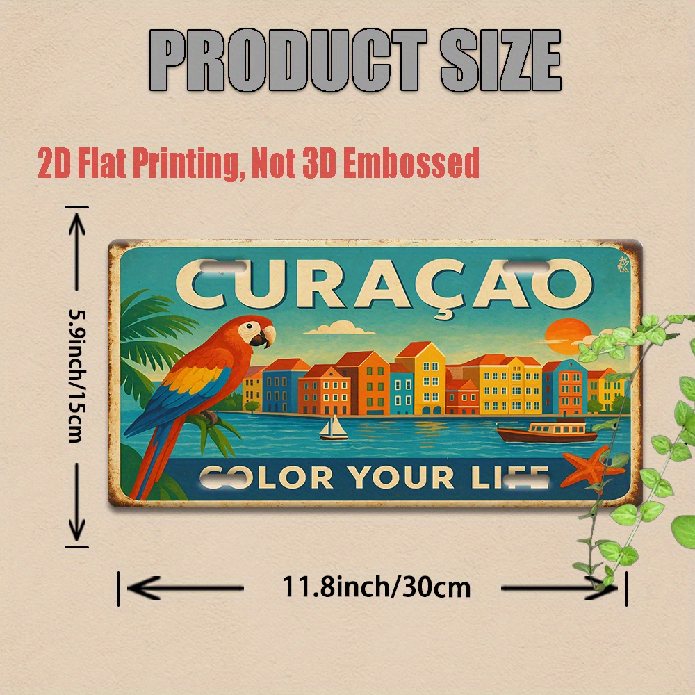 Home Decor Outside - 1pc Curacao Caribbean Island License Plate