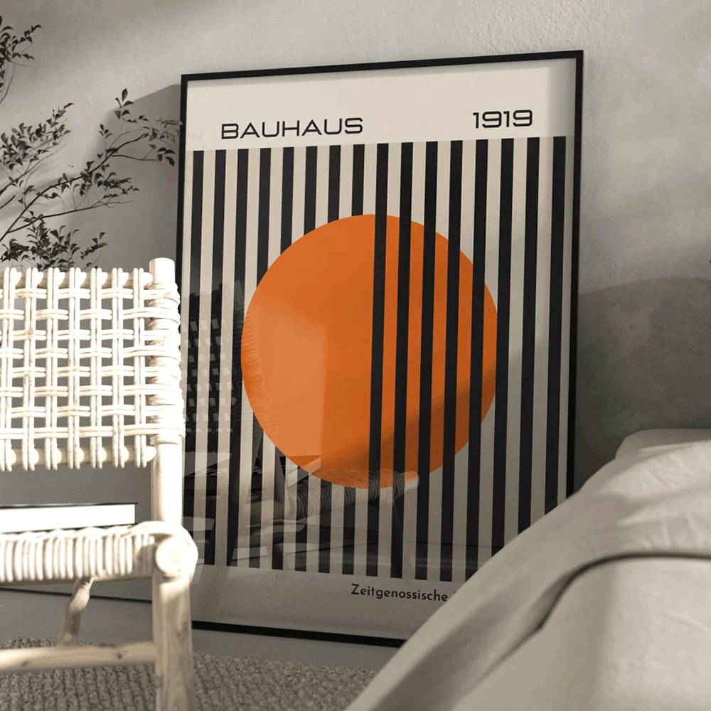 Home Decor Orange - Modern Bauhaus 1919 Bright Orange Toned