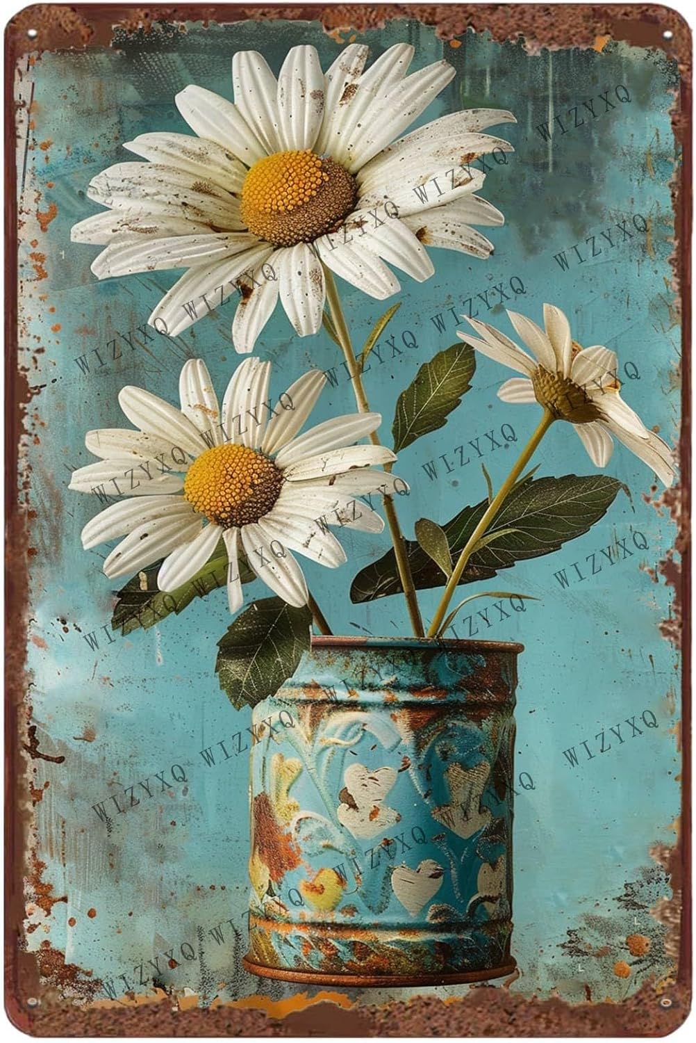 Home Decor Daisy - Metal Signs White Daisy Flower Vintage