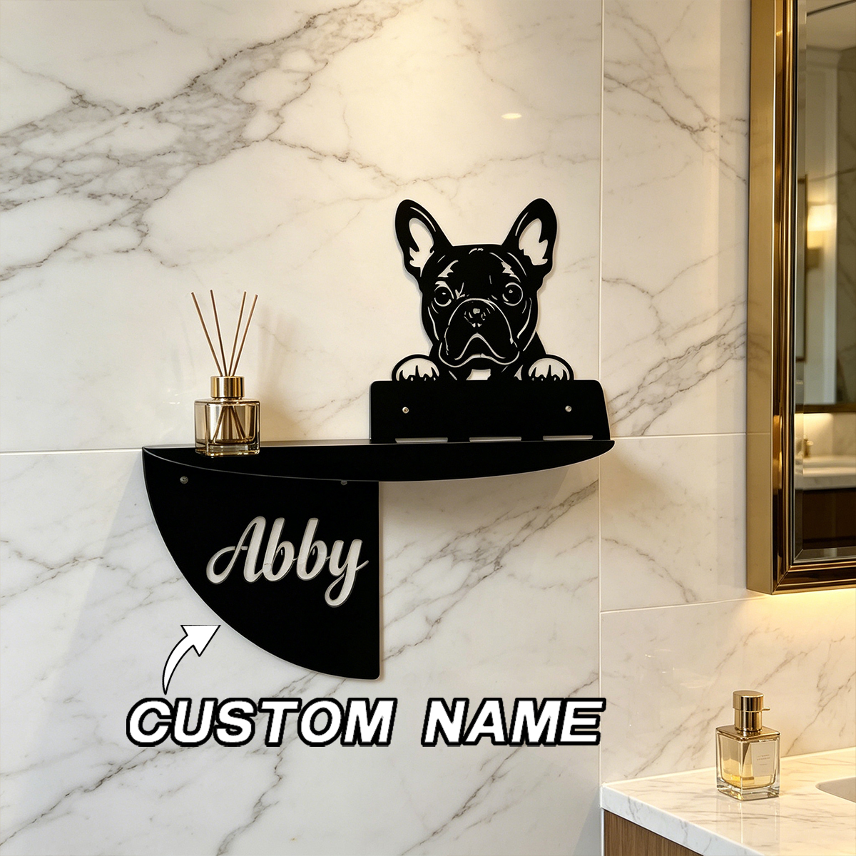 Home Decor Living Room Ideas - Personalized French Bulldog Metal Decor Shelf