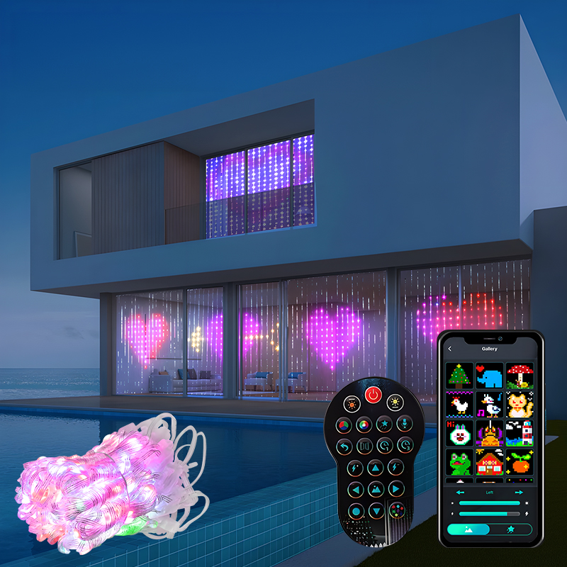 Home Decor Free App - 400LEDs RGBIC Smart Curtain Light Bluetooth
