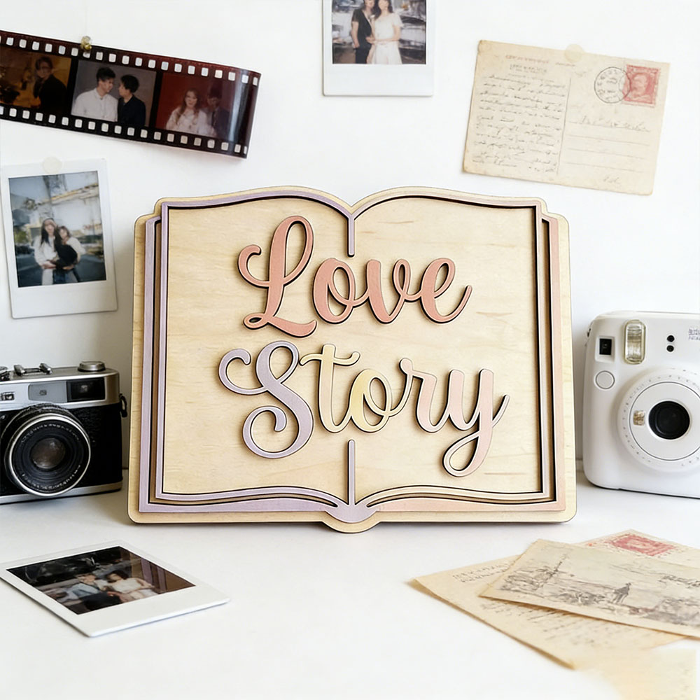 Home Decor Wall Art - Love Story Book Themed 3D Wooden