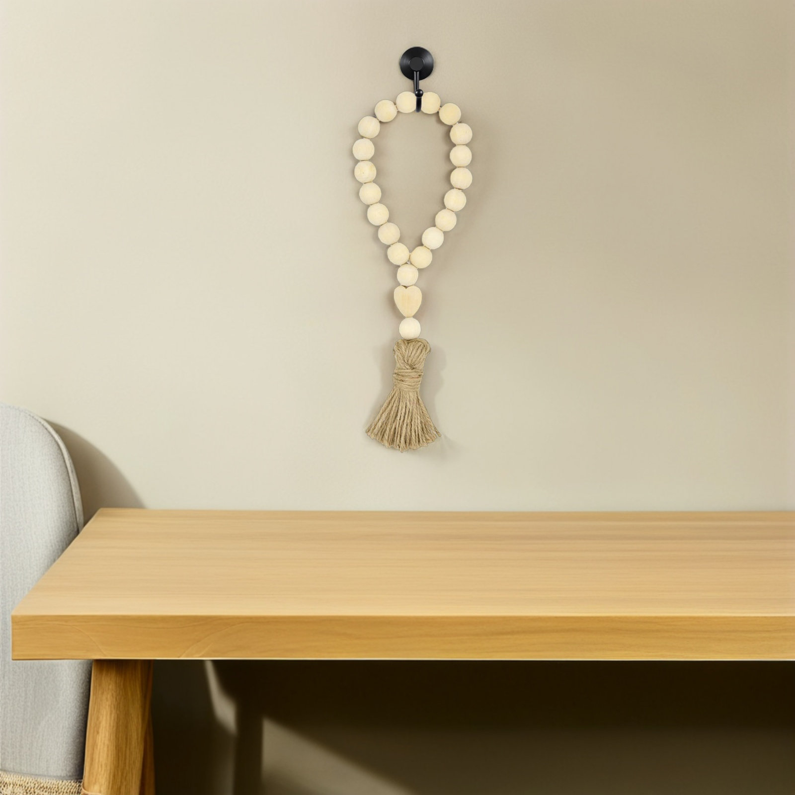 Home Decor Vase - Handmade Wooden Beads Garland Natural Jute