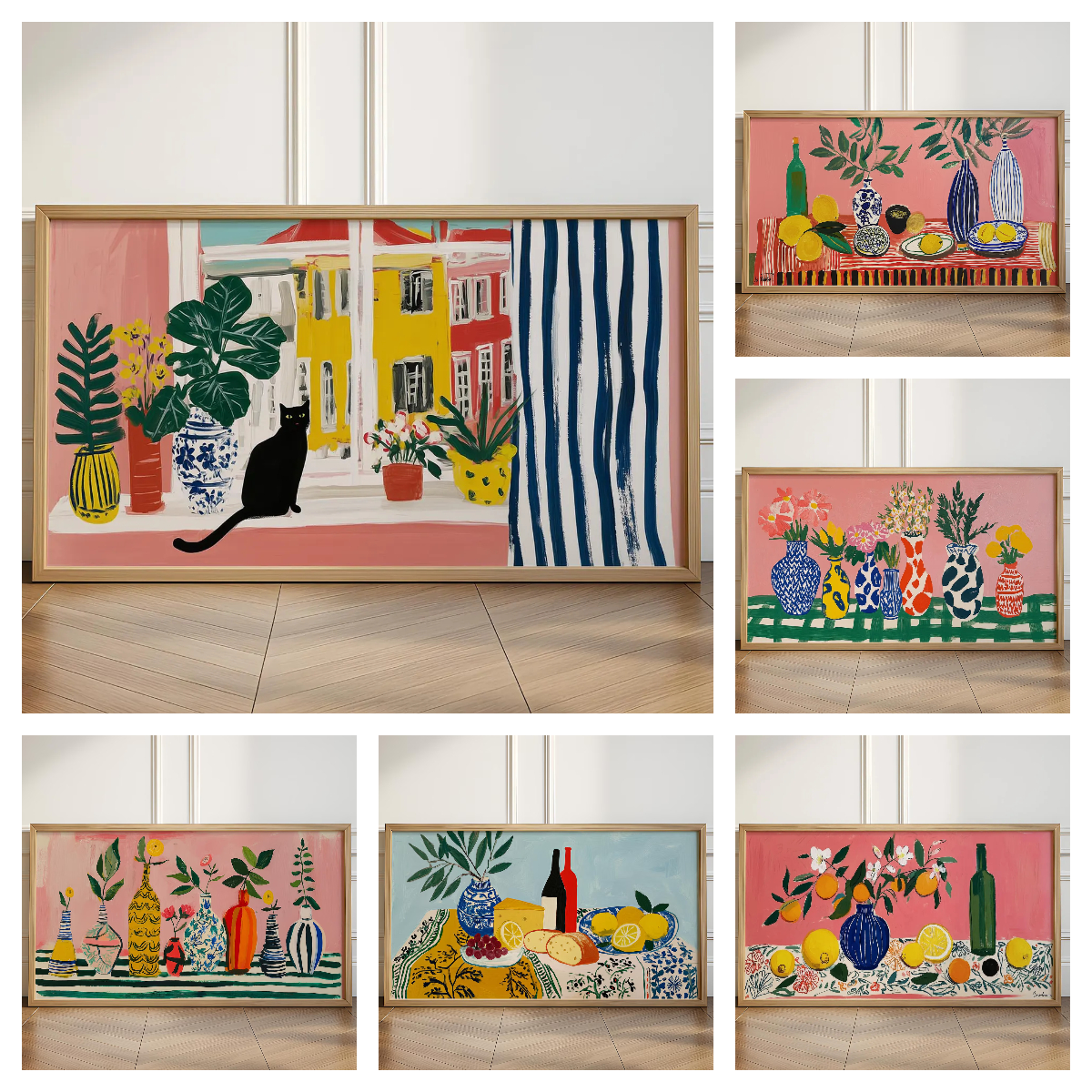Home Decor Vase - Matisse Series Abstract Black Cat &