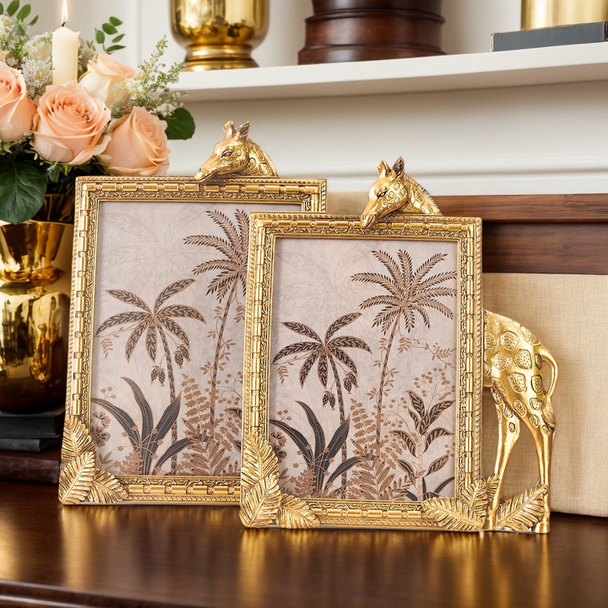 1PC, golden resin material rec - Bamboo Photo Frame review and price