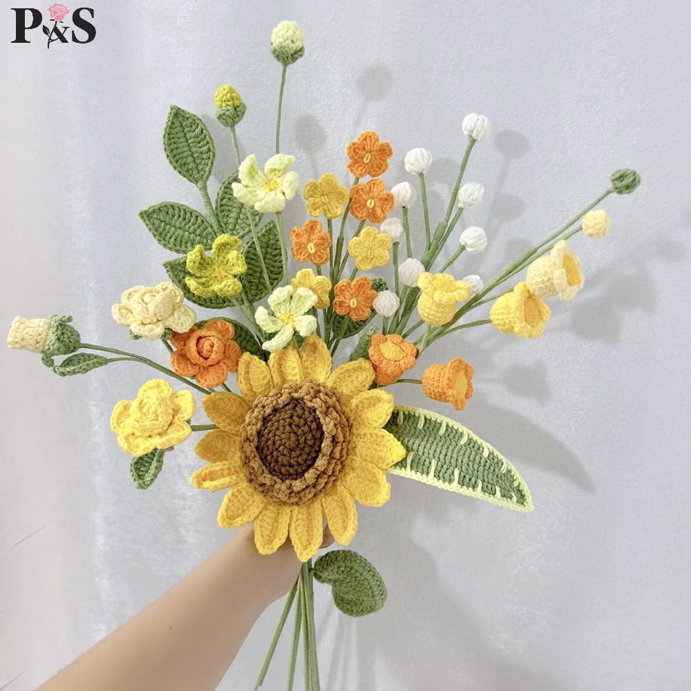 Crochet Flower Bouquet Handmad - Home Decor Orange review and price