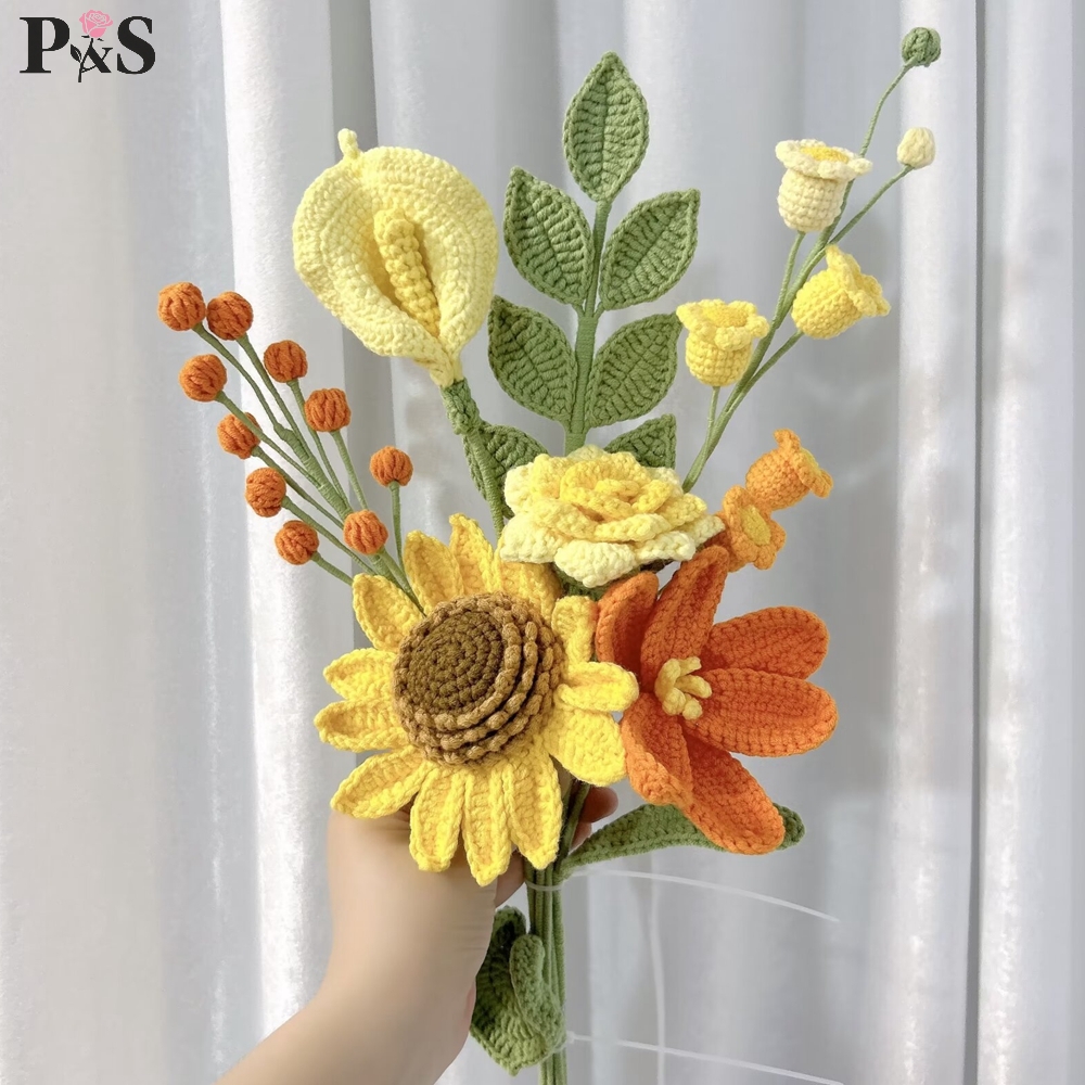 Crochet Flower Bouquet Handmad - Home Decor Orange review and price