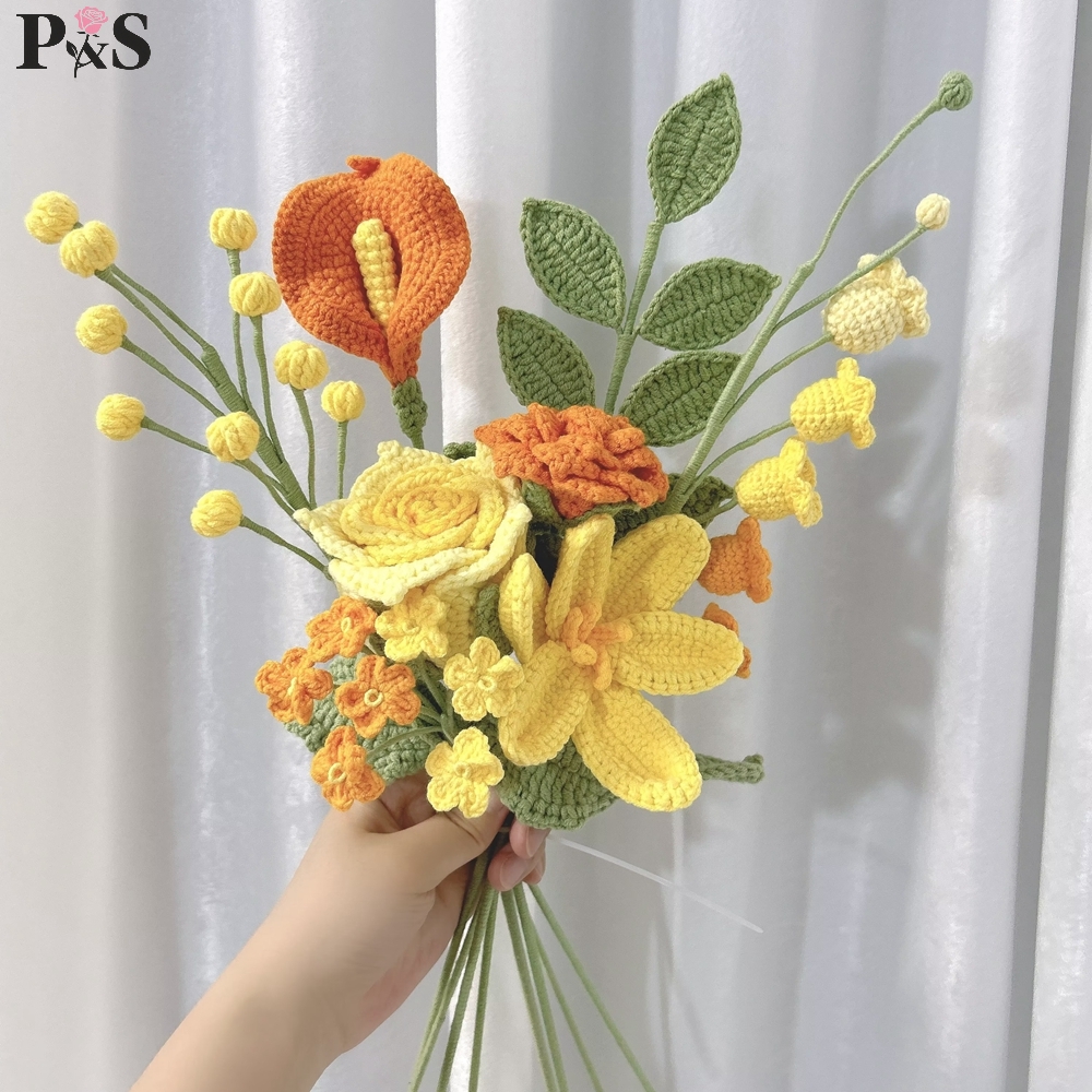 Crochet Flower Bouquet Handmad - Home Decor Orange review and price