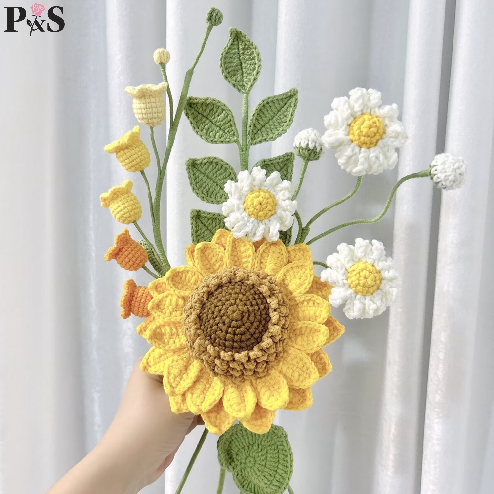 Crochet Flower Bouquet Handmad - Home Decor Orange review and price