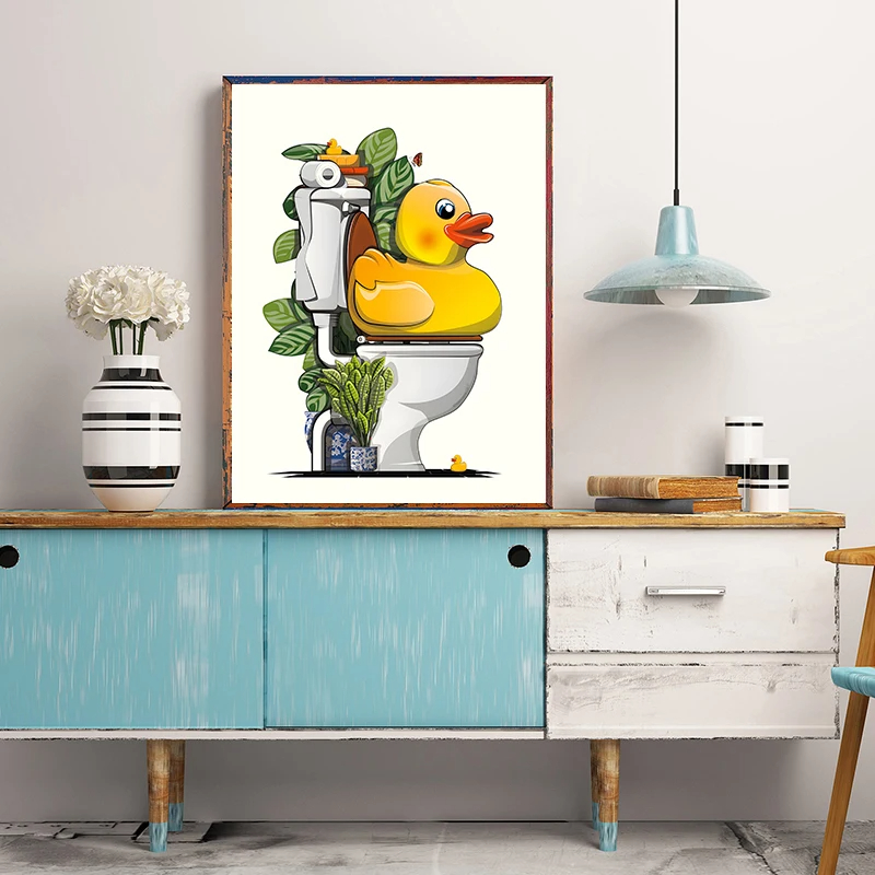 1PCS Frameless Fun Bathroom An - Home Decor Duck review and price
