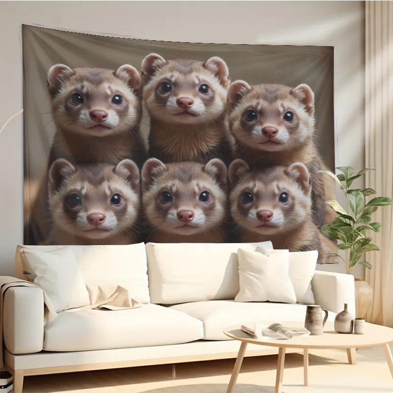 Cute Ferret Group Tapestry Wal - Home Decor Living Room Ideas review and price