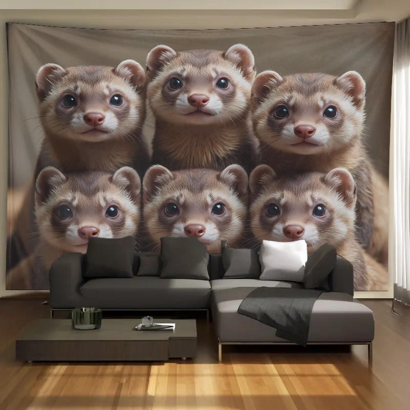 Cute Ferret Group Tapestry Wal - Home Decor Living Room Ideas review and price