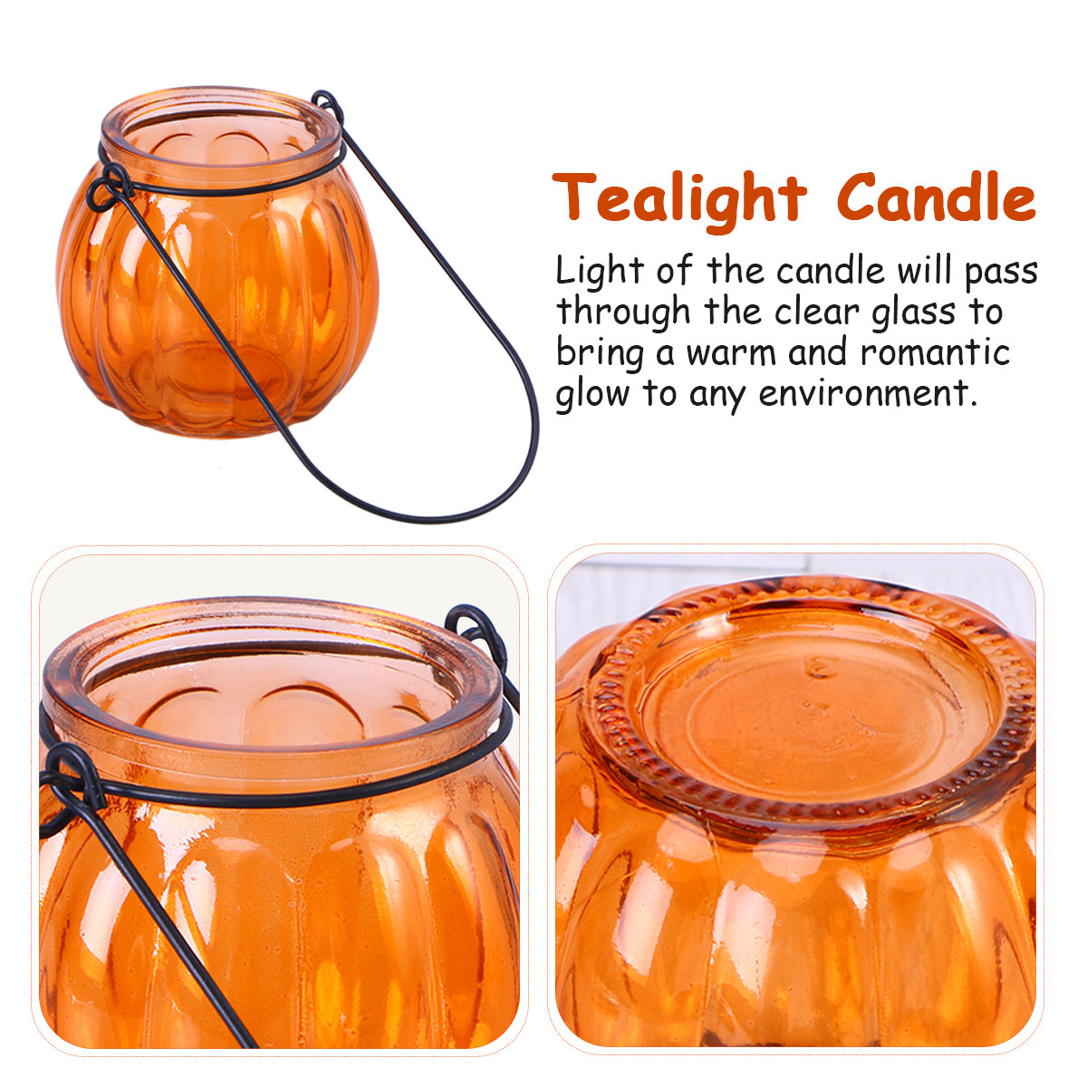 Vintage Pumpkin Glass Tealight - Home Decor Orange review and price