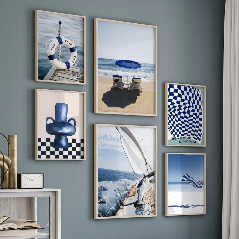Blue Sea Sunshine Beach White  - Home Decor Vase review and price