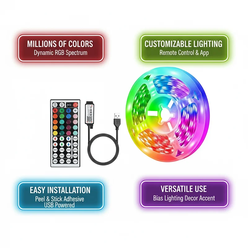 1-20m RGB LED Strip Lights 5V  - Home Decor Free App review and price
