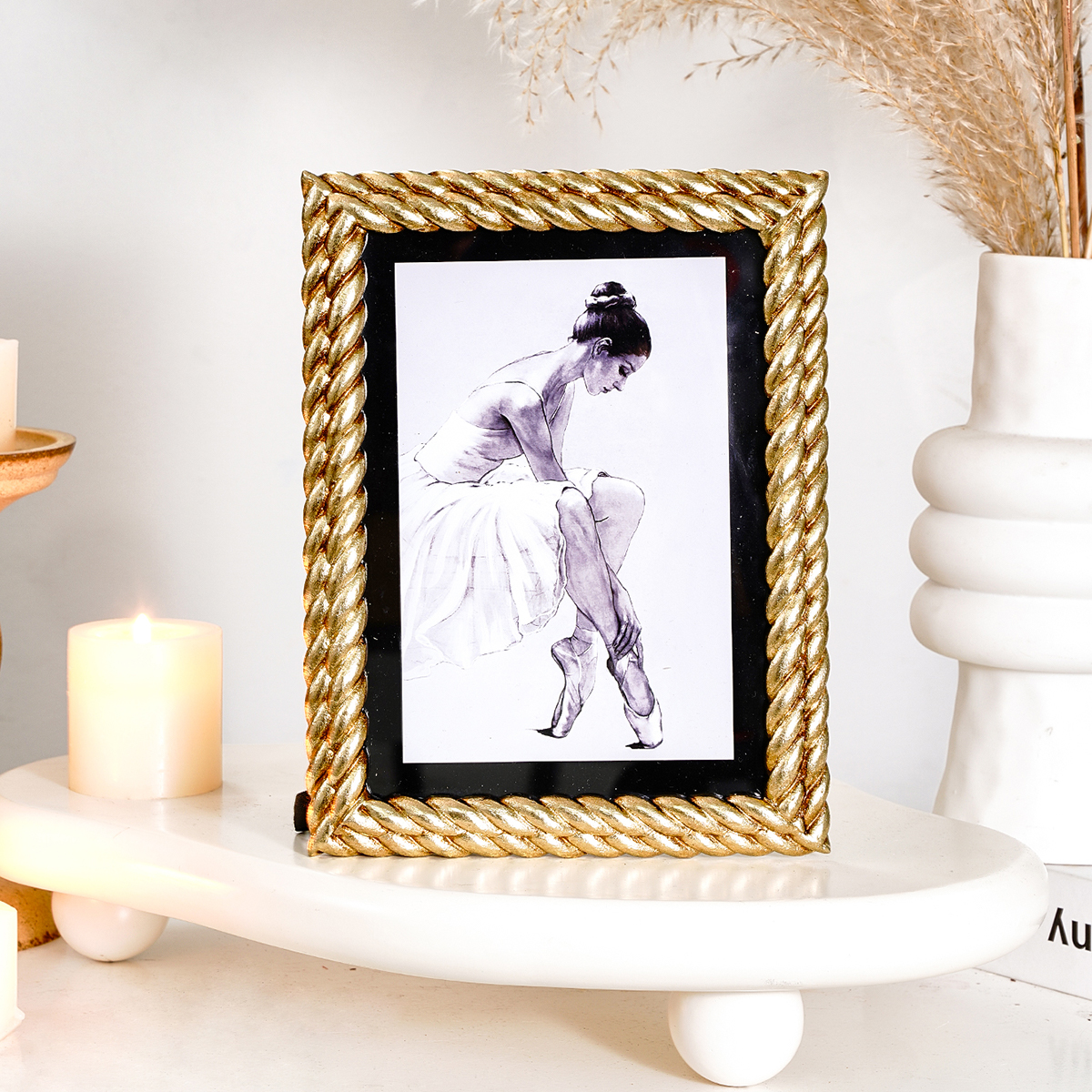 1PC, Golden Three-dimensional  - Bamboo Photo Frame review and price