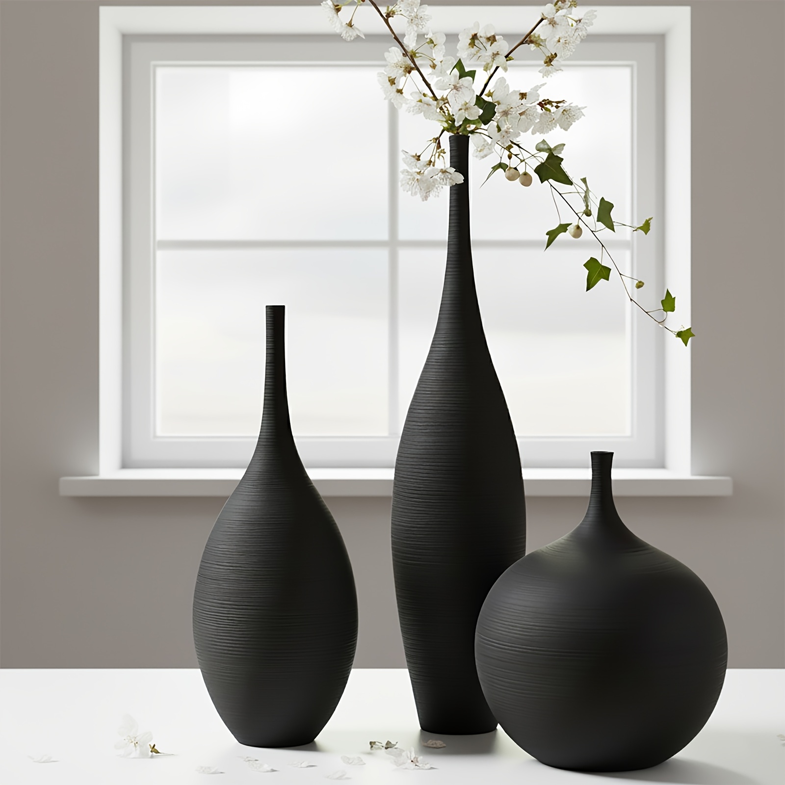 [Modern Boho Vases] Black Cera - Home Decor Vase With Flowers review and price