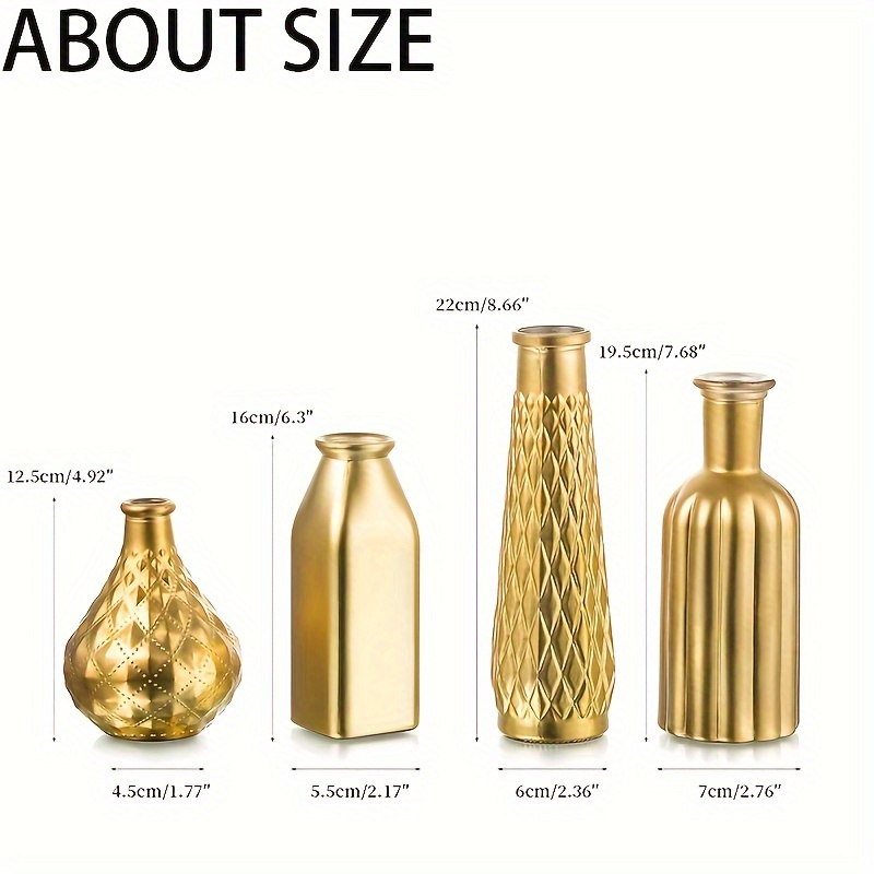 Golden Glass Vase, Cylindrical - Home Decor Vase review and price