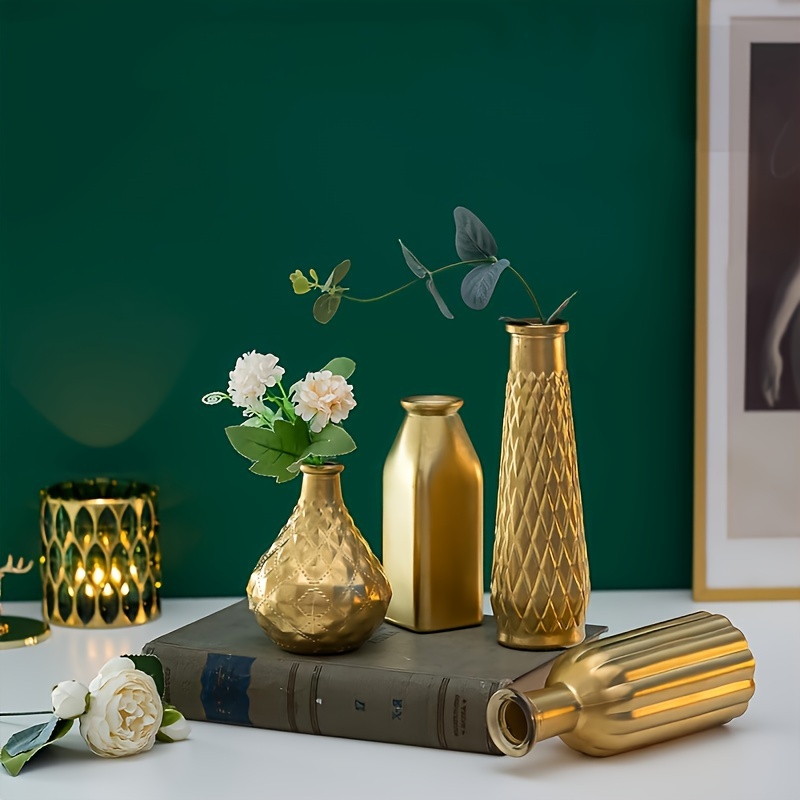 Golden Glass Vase, Cylindrical - Home Decor Vase review and price