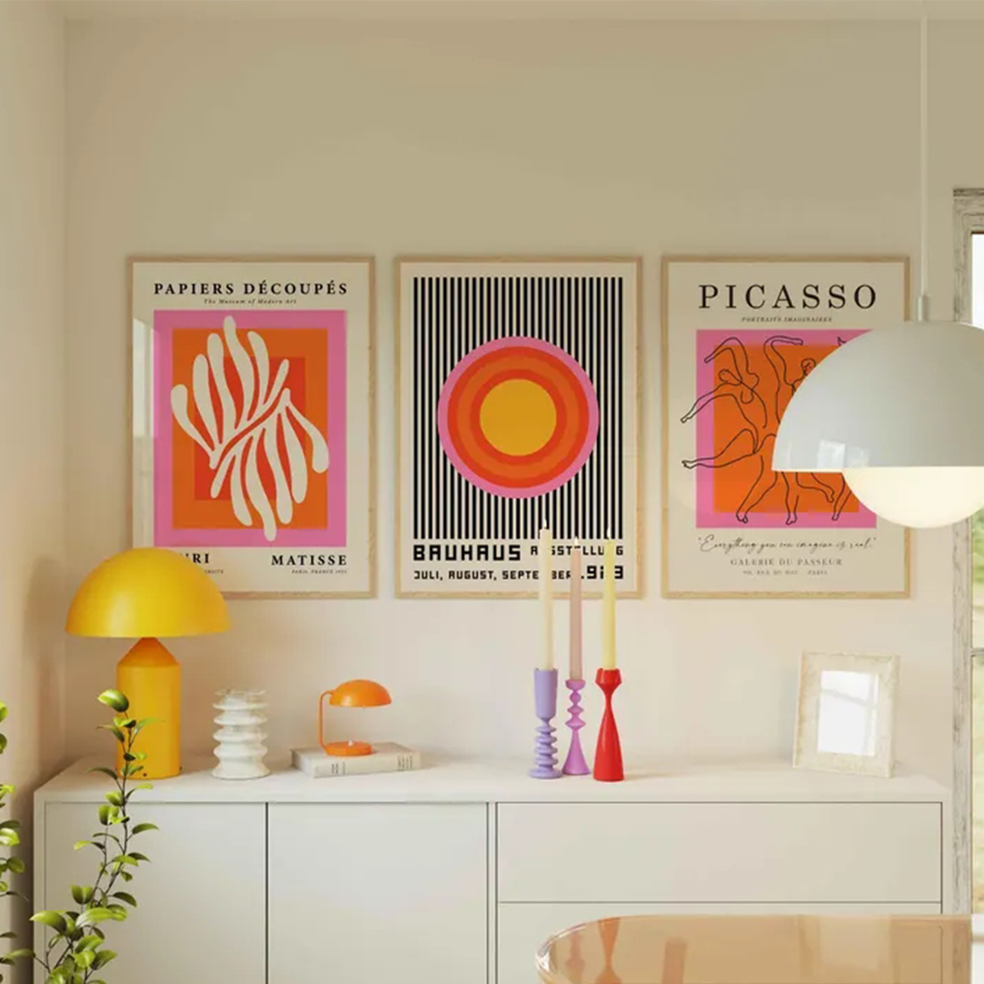 3pcsModern Orange  Bauhaus And - Home Decor Orange review and price