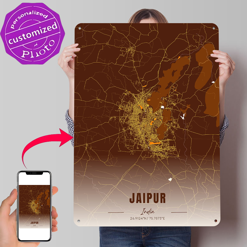 Jaipur India Map Art Metal Pos - Home Decor Jaipur review and price