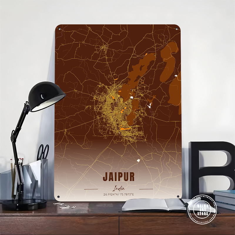 Jaipur India Map Art Metal Pos - Home Decor Jaipur review and price
