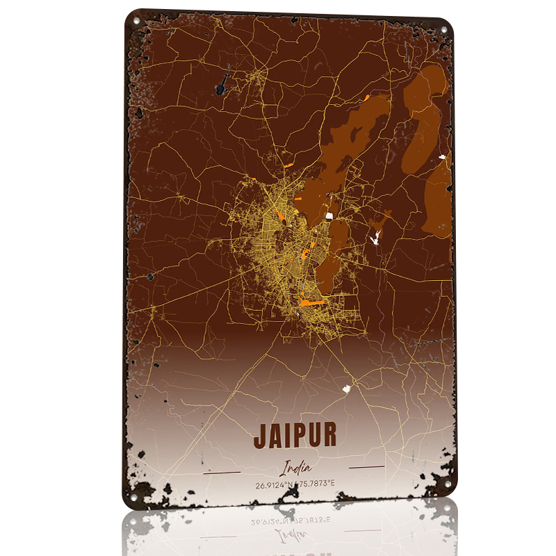 Jaipur India Map Art Metal Pos - Home Decor Jaipur review and price