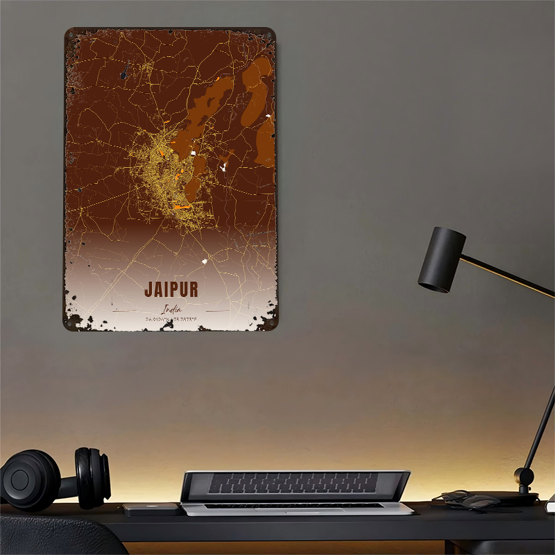 Jaipur India Map Art Metal Pos - Home Decor Jaipur review and price