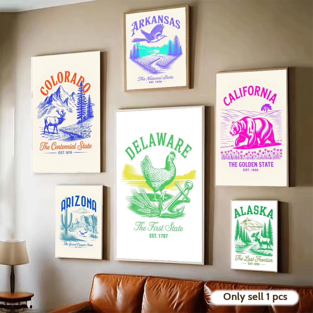 Animal Us States Art Design Po - Home Decor Living Room Ideas review and price