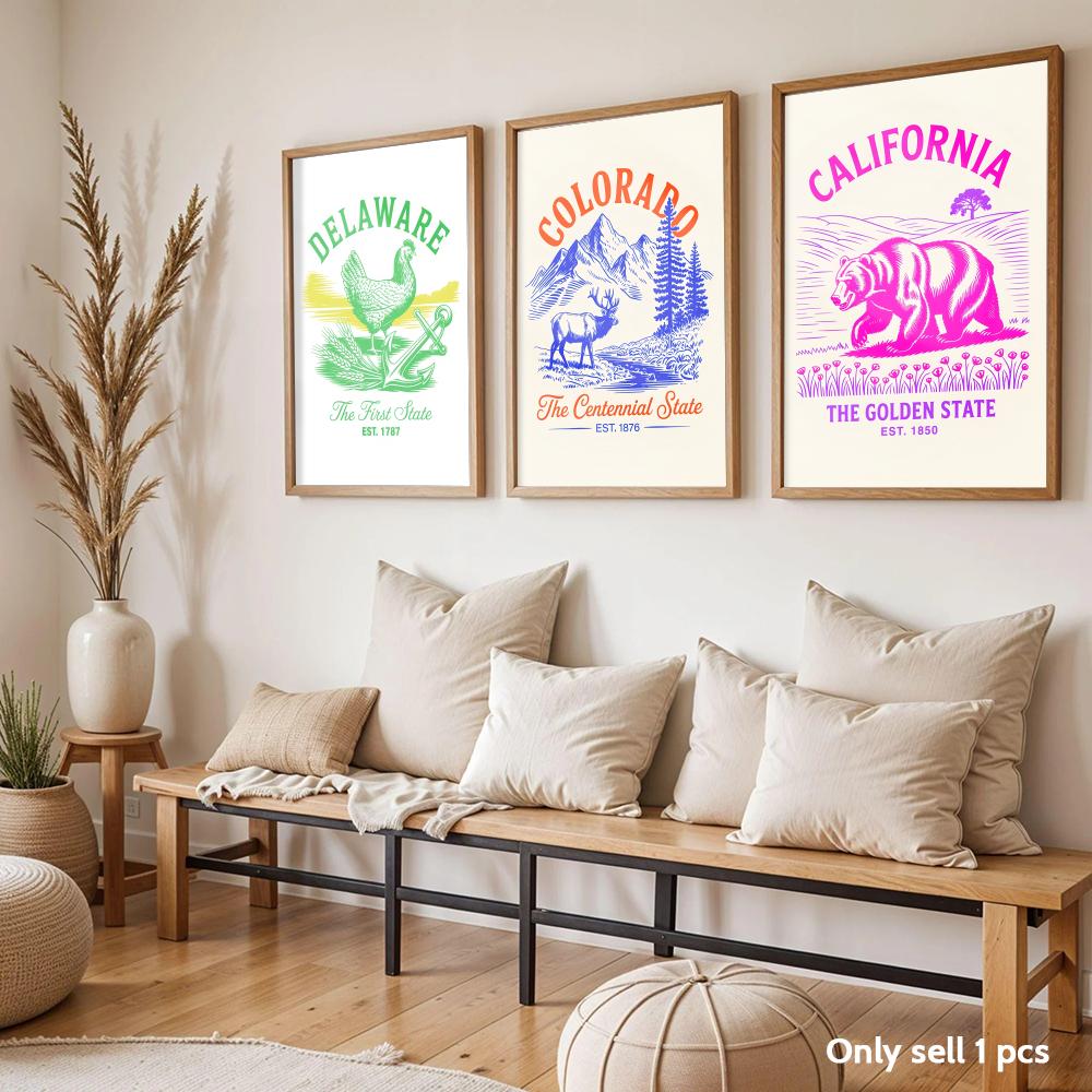 Animal Us States Art Design Po - Home Decor Living Room Ideas review and price