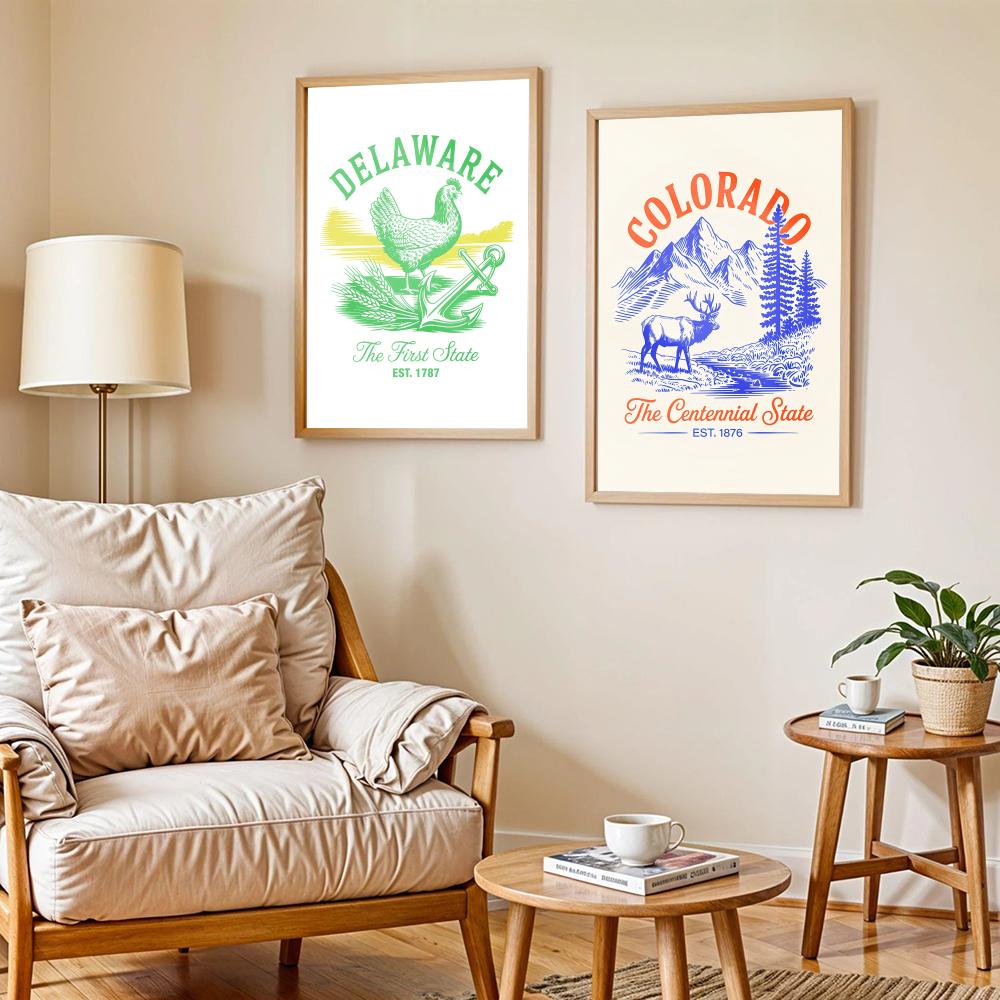 Animal Us States Art Design Po - Home Decor Living Room Ideas review and price