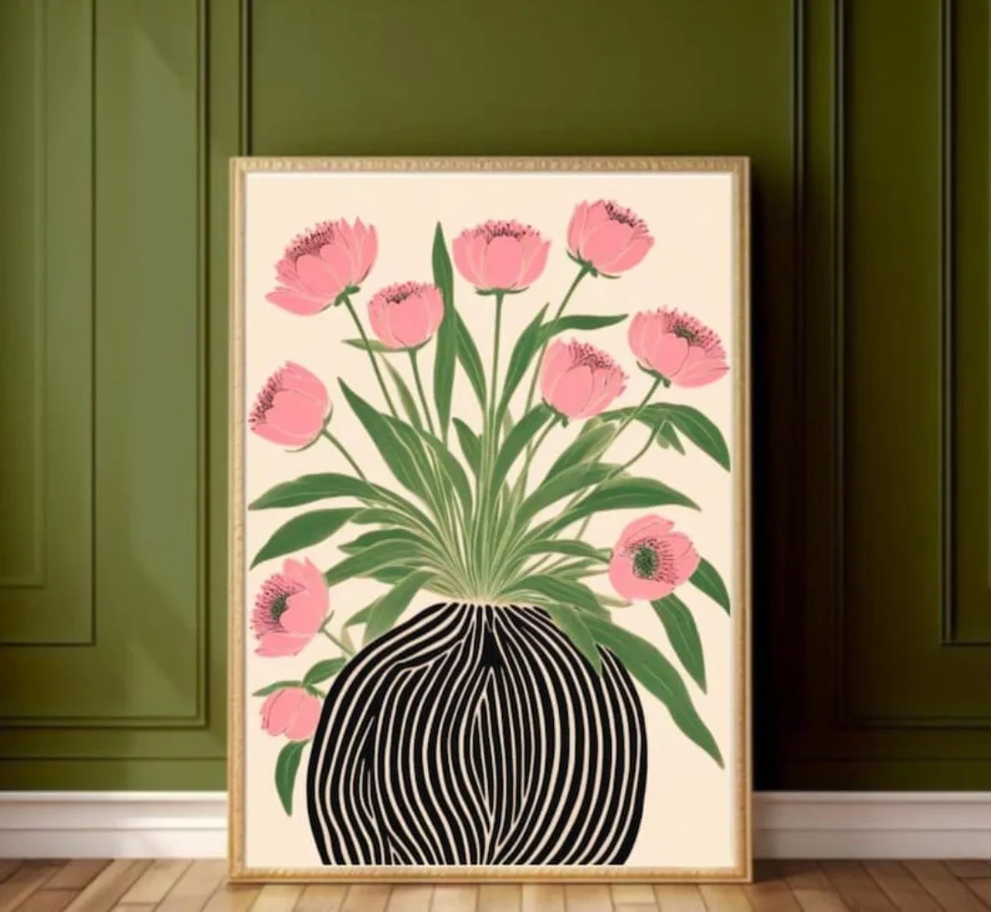 A Frameless Floral Poster,Mati - Home Decor Vase review and price