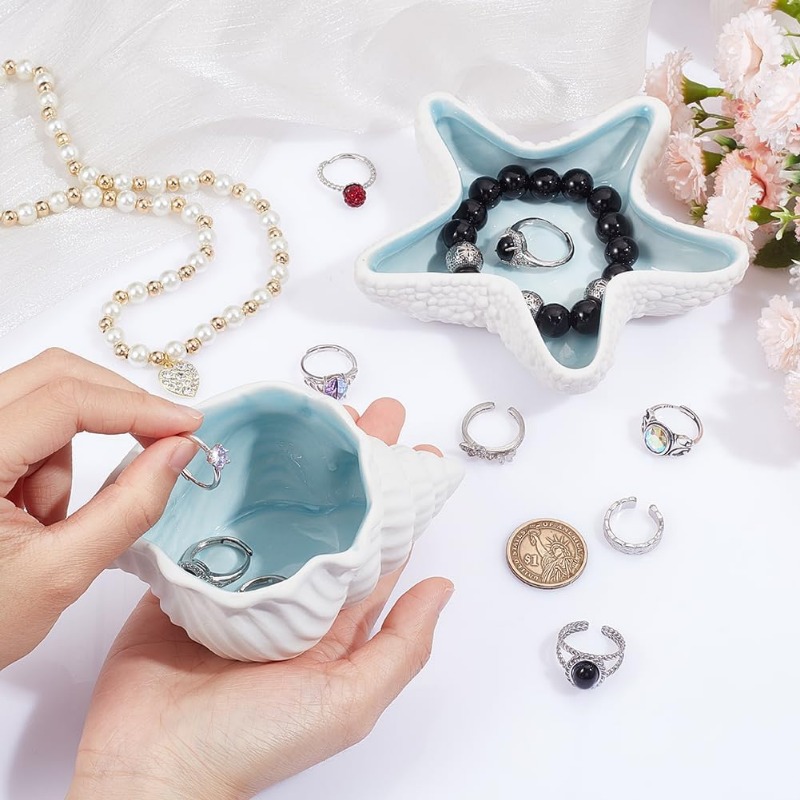 2 Pcs Ceramic Jewelry Tray Con - Ceramic Trinket Dish review and price