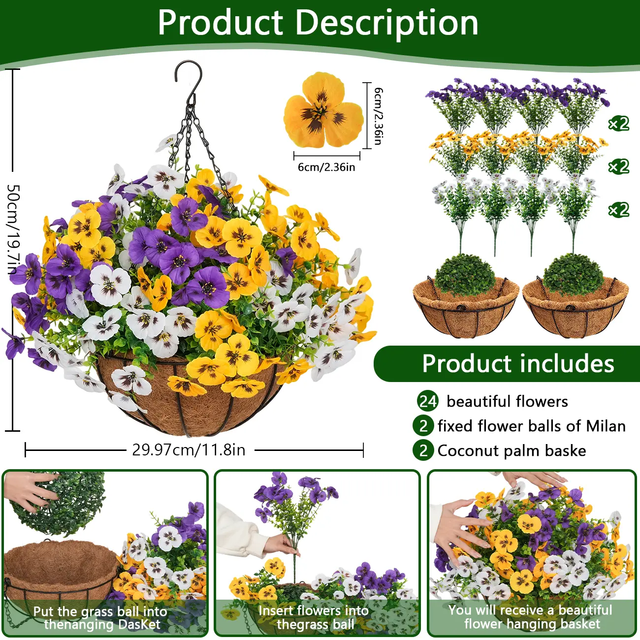 Artificial Hanging Flower Bask - Home Decor Daisy review and price