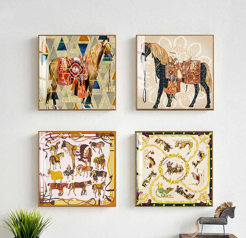 Modern Horses Canvas Painting  - Home Decor Hermes review and price