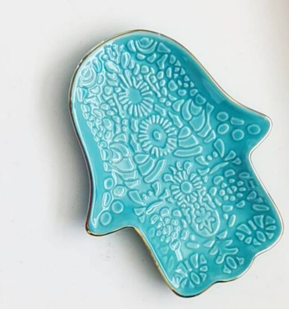 Nordic Blue Hamsa Hand Tray Je - Ceramic Trinket Dish review and price