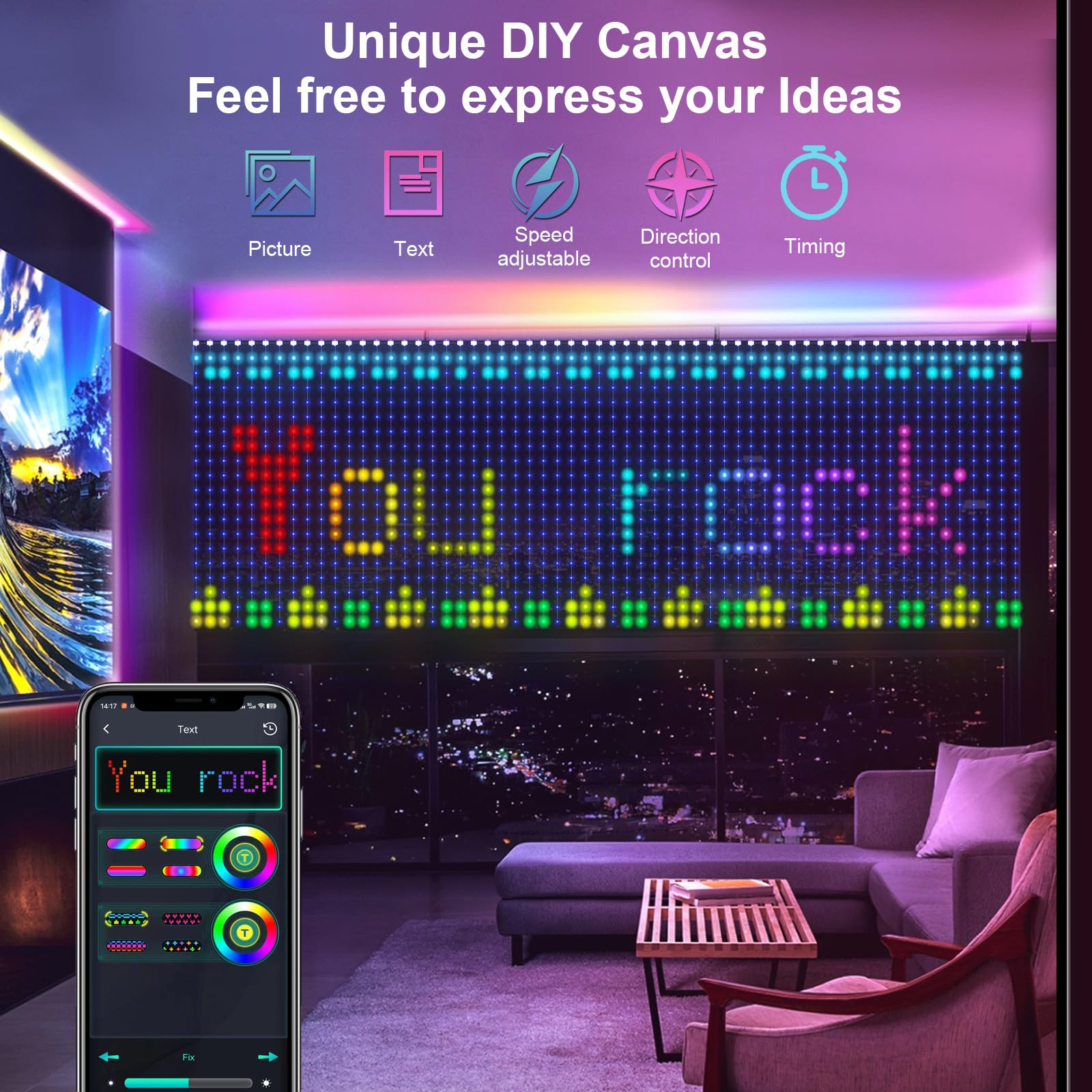 400LEDs RGBIC Smart Curtain Li - Home Decor Free App review and price