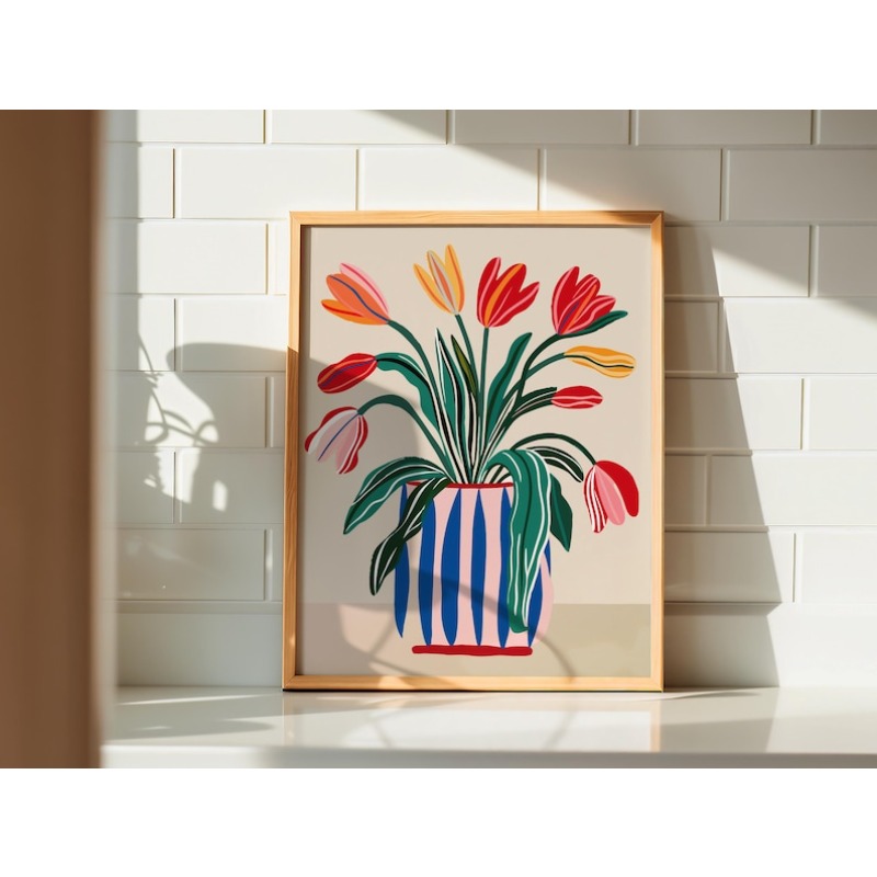 2pcs Tulip Flowers Canvas Wall - Home Decor Vase review and price