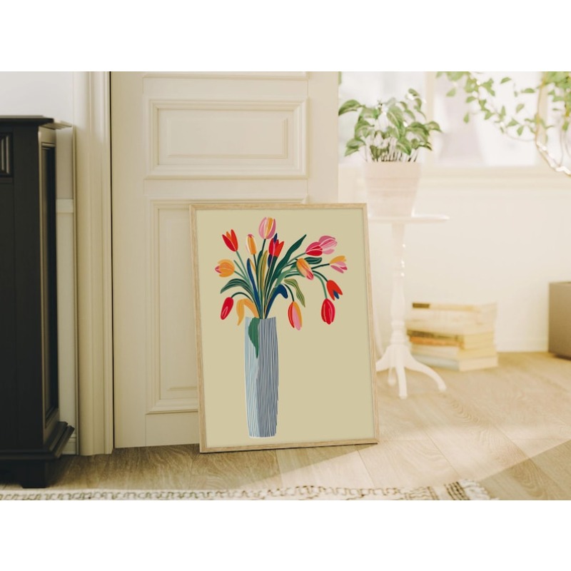 2pcs Tulip Flowers Canvas Wall - Home Decor Vase review and price