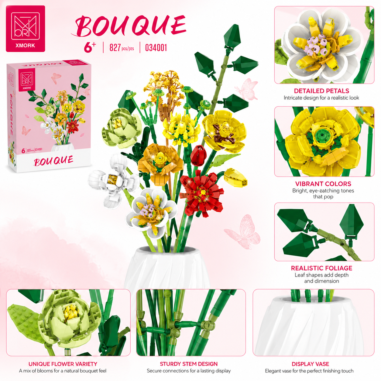 Bouquet Flower Building Blocks - Home Decor Vase review and price
