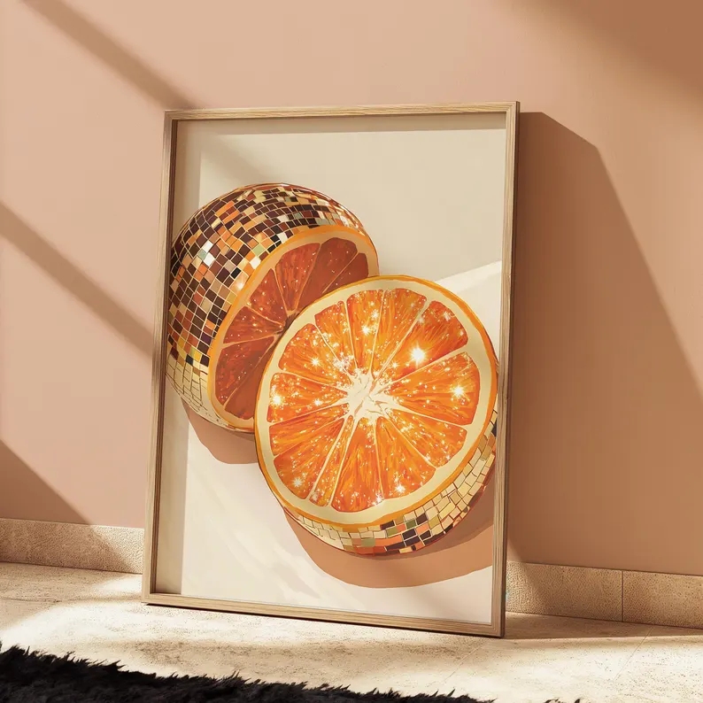 Modern Orange Disco Ball  Wall - Home Decor Orange review and price